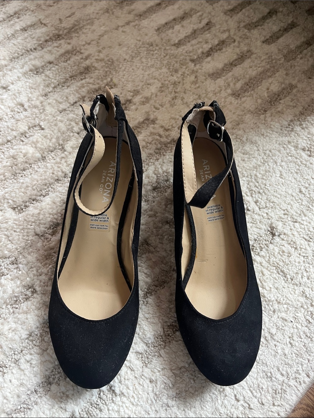 Arizona Jean Company Black Suede Ankle-Strap Heels